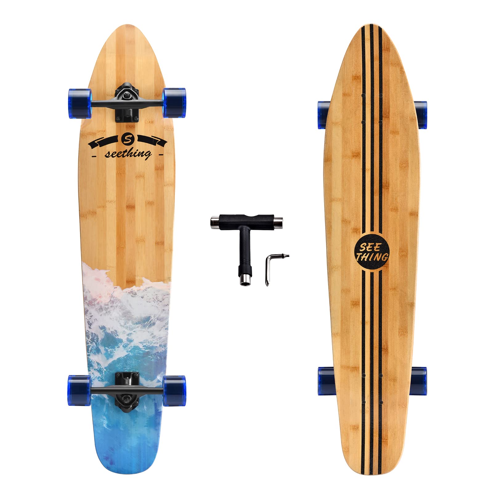 seething Longboard Longboard 42 polegadas Bamboo e Hard Maple Deck