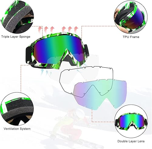 Miniatura 2 de Gafas de motocross, motocross, gafas de motocross, gafas MX Off Road para hombres, mujeres, adultos, jóvenes, carreras de equitación