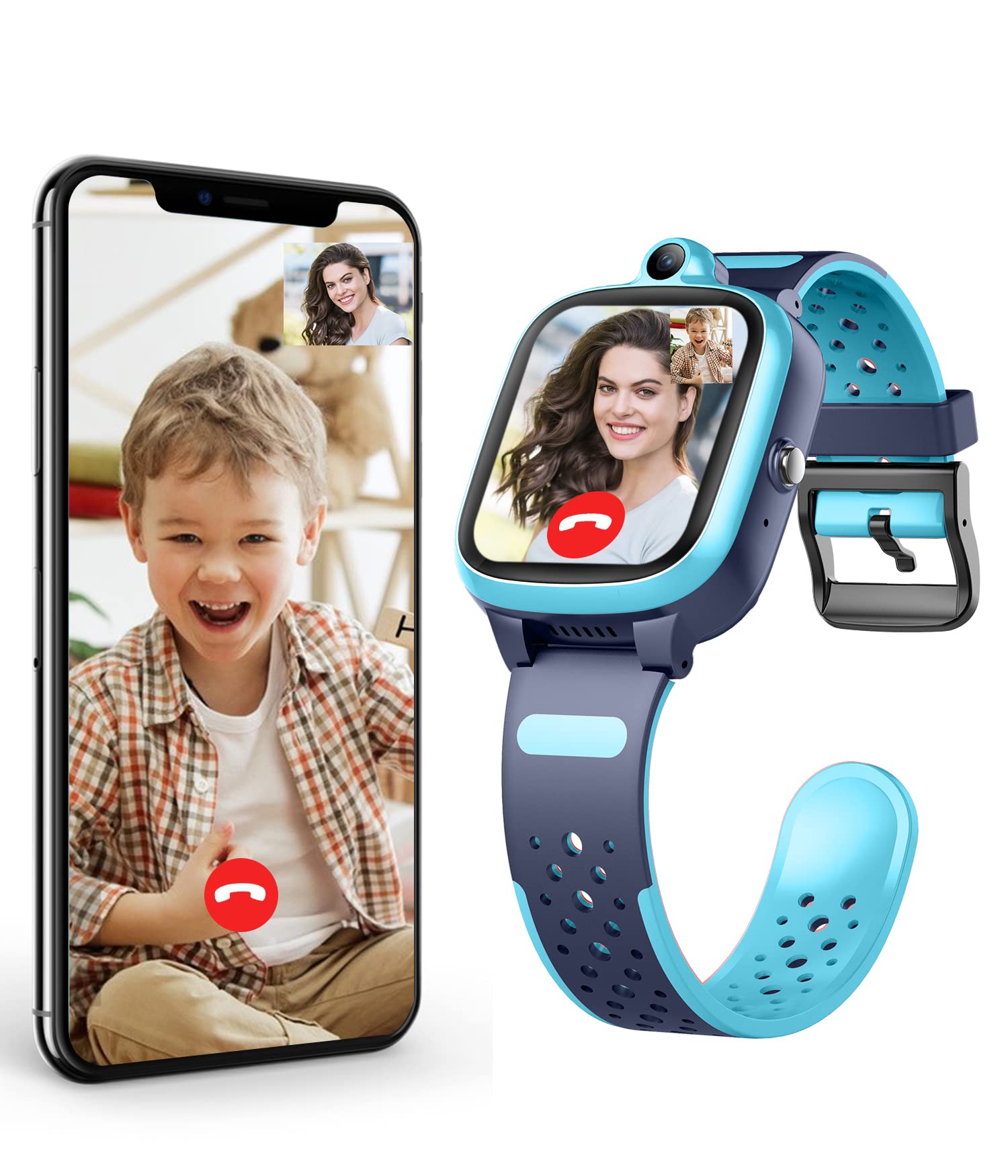 Fitonme 4G Smartwatch voor kinderen, telefoon met langdurige video en telefoongesprek, GPS-horloge met real-time lokalisatie en SOS, voor jongens en meisjes