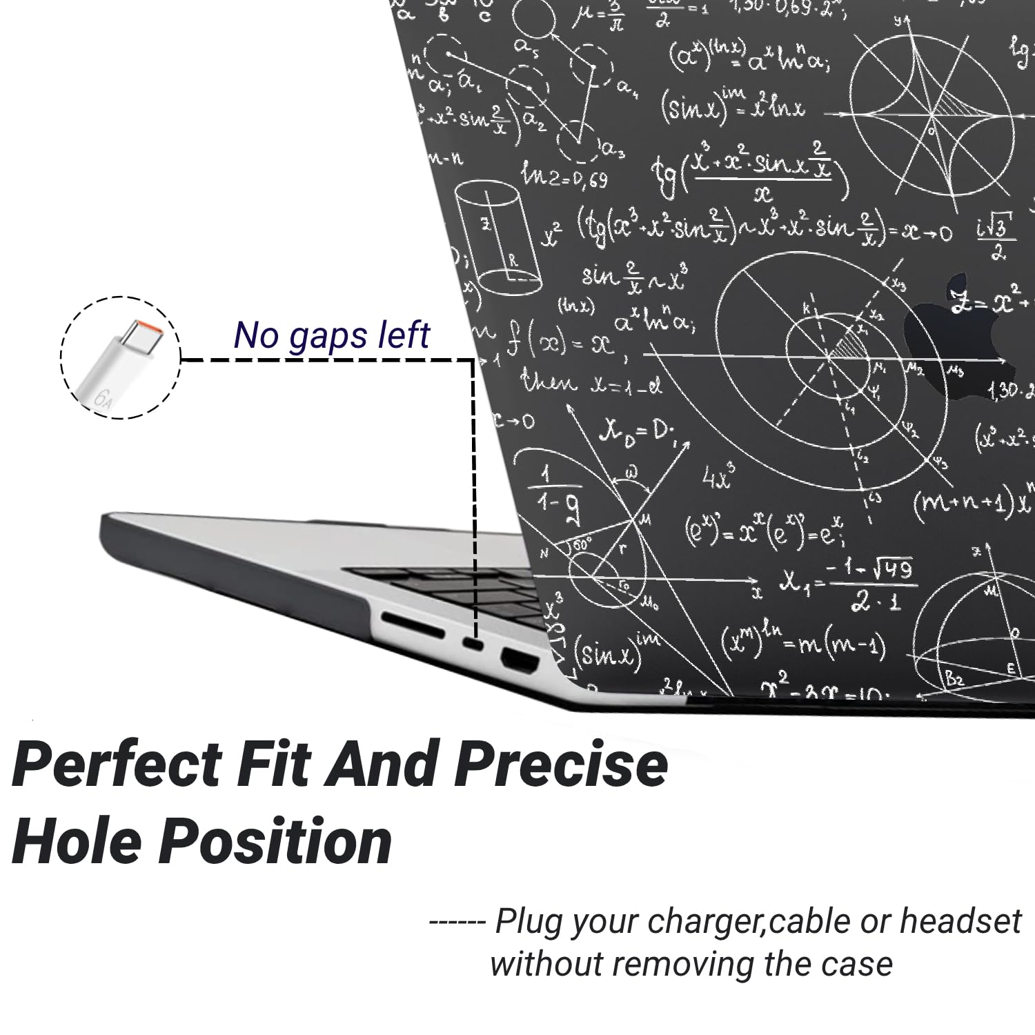 Coque Dure Compatible avec MacBook Air 15 Pouces M3 M2 2025 2023 Version Modèle A3114 A2941 A3241 avec Touch ID, Plastique Case Étui Rigide Housse & Couverture de Clavier, Maths Noir