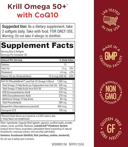 Miniatura 2 de Krill Omega 50 Plus con CoQ10 de Purity Products – 1300 mg de aceite de krill y mezcla de aceite de pescado – 100 mg CoQ10 – 500 mg de astaxantina