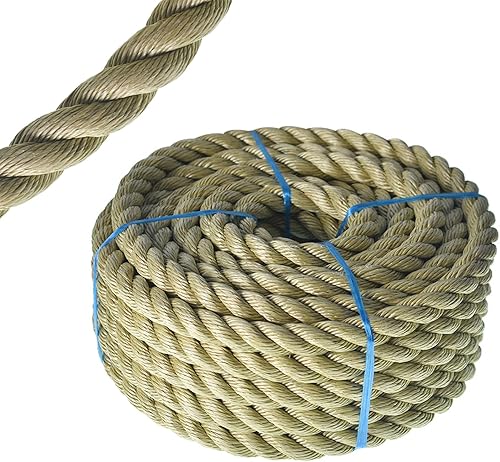 TINVHY Cuerda trenzada de Manila, cuerda sintética de cáñamo de polipropileno trenzado de tres hebras, utilizada para decoración de interiores o