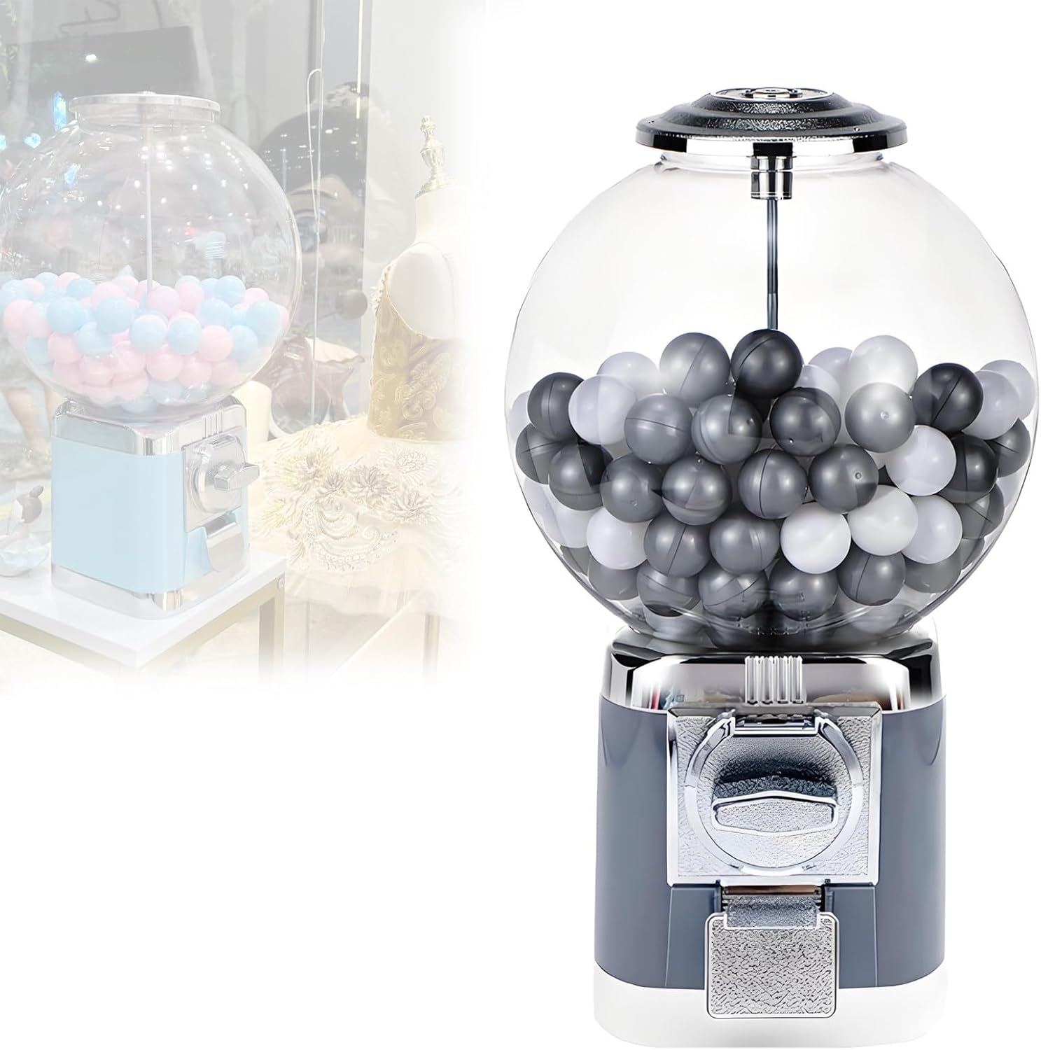 Bulk Gumball Vending Machine with Key - Ideal for Shopping Malls, Retail Stores & Centers - Durable Gray Design for High Traffic Areas
