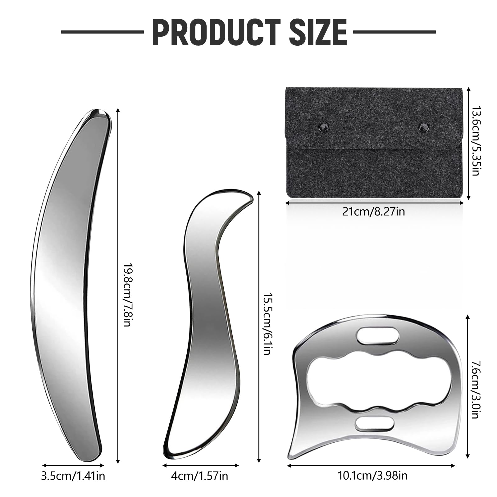 Gua Sha Edelstahl 3 in 1 Gesichtswerkzeug Faszien Tool Massagegerät für Lymphdrainage