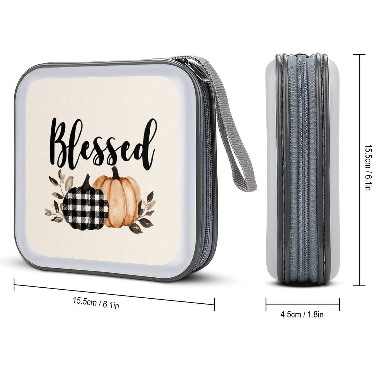 DuduYH Watercolor Two Pumpkins Blessed CD Case DVD Storage Case Portable for Car Home Travel