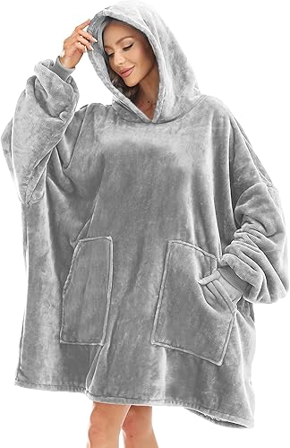 Miniatura 7 de Kipswiza Manta con capucha  Mantas de franela de gran tamaño como regalo para adultos, mujeres y hombres