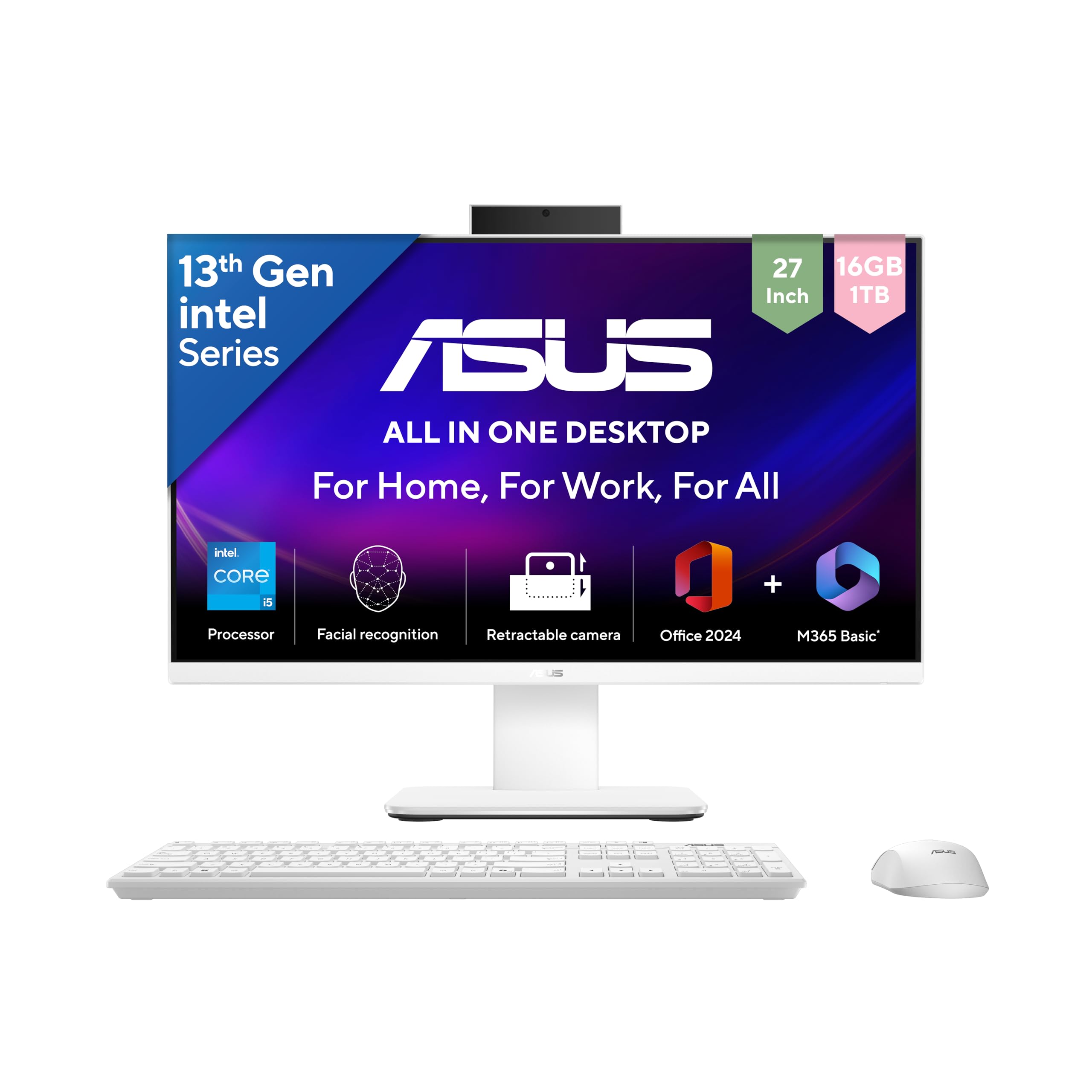 ASUS AiO V470,13th Gen Intel Core i5-13420H, 27" FHD,100Hz,All-in-One PC(16GB RAM/1TB SSD/Windows 11/Office 24/Retractable Camera/with Wireless Keyboard & Mouse/M365 Basic (1Year)*) V470VA-KWPE005WS-image-11