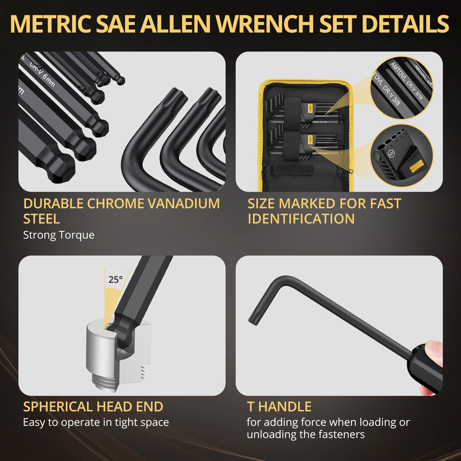 AMTOVL Hex Keys Set, 27PCS Allen Key Set & Star Key Set - Image 4