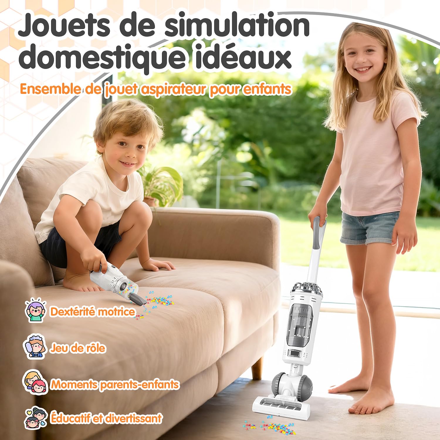 Garneck Robot Aspirateur Jouet En ABS – Nettoyage Simulation – Faible Bruit – Jeu De Rôle Ménage – Dès 3 Ans – Léger Et Sécurisé