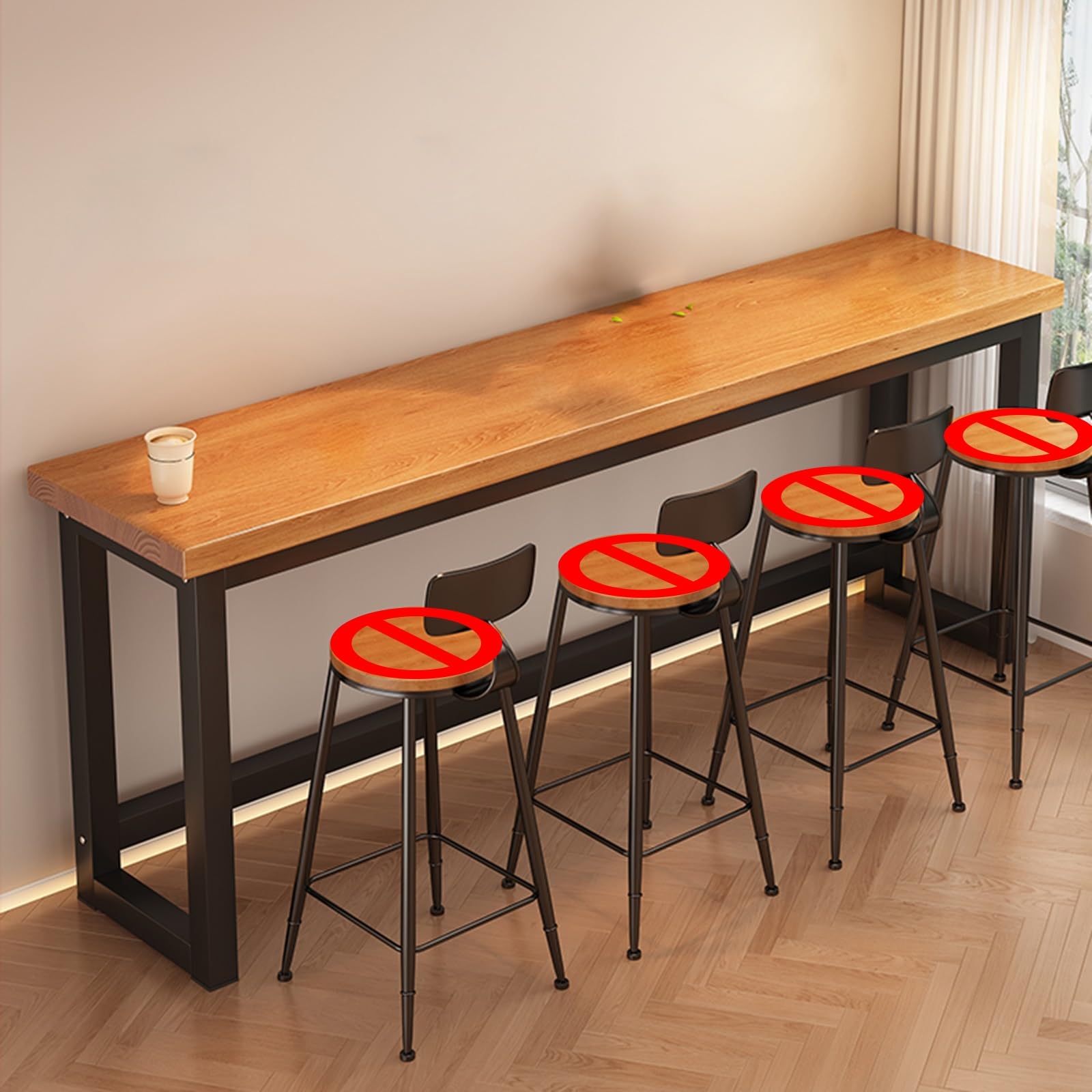 Mesa de bar de cocina de madera maciza con diseño rectangular exclusivo