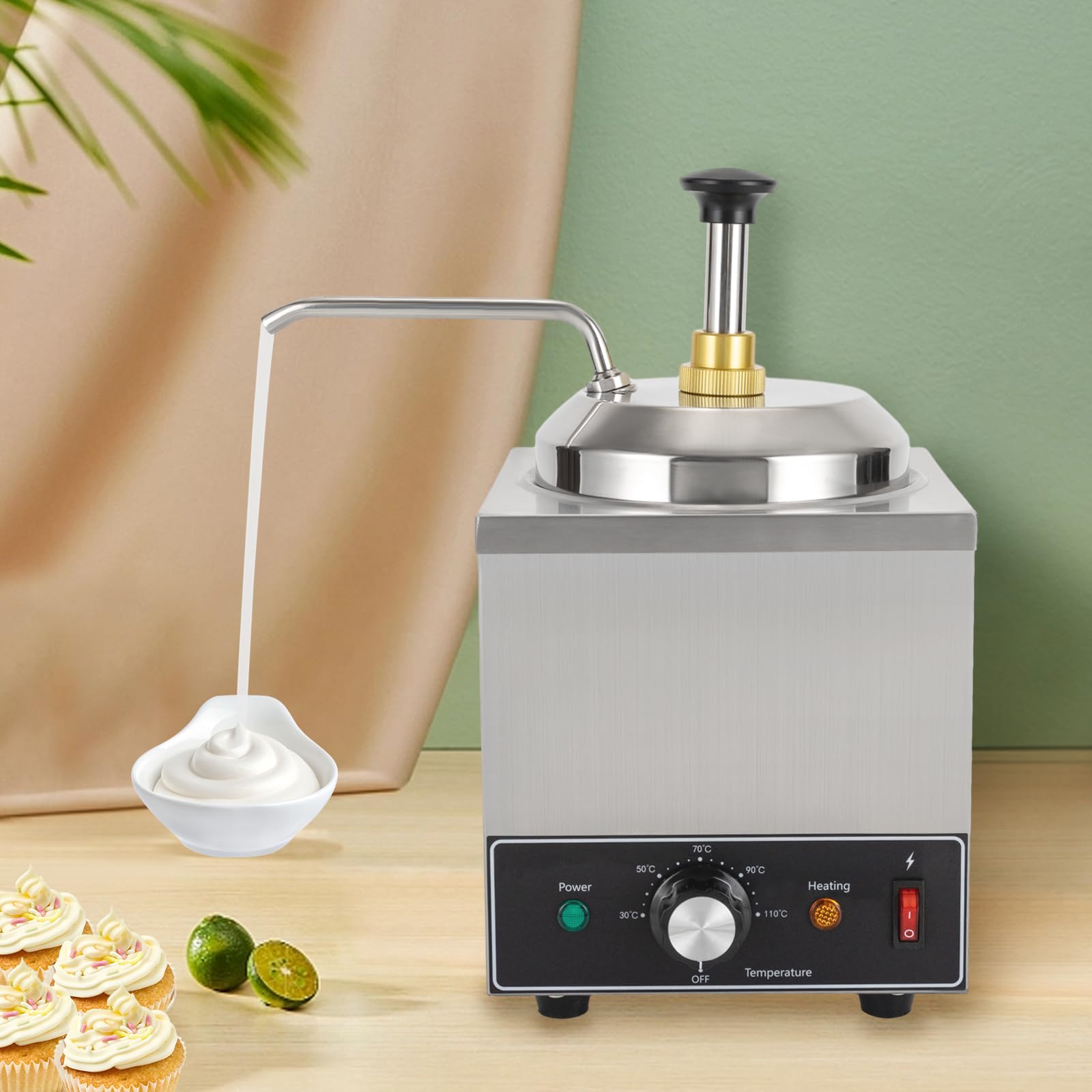 Chauffe-sauce, Distributeur de Fudge Électrique, Distributeur de Chocolat Chaud, En Acier Inoxydable 201 de Haute Qualité, 650 W, Pour Restaurant, Chauffe-fromage Commercial, Doseur de Pâte