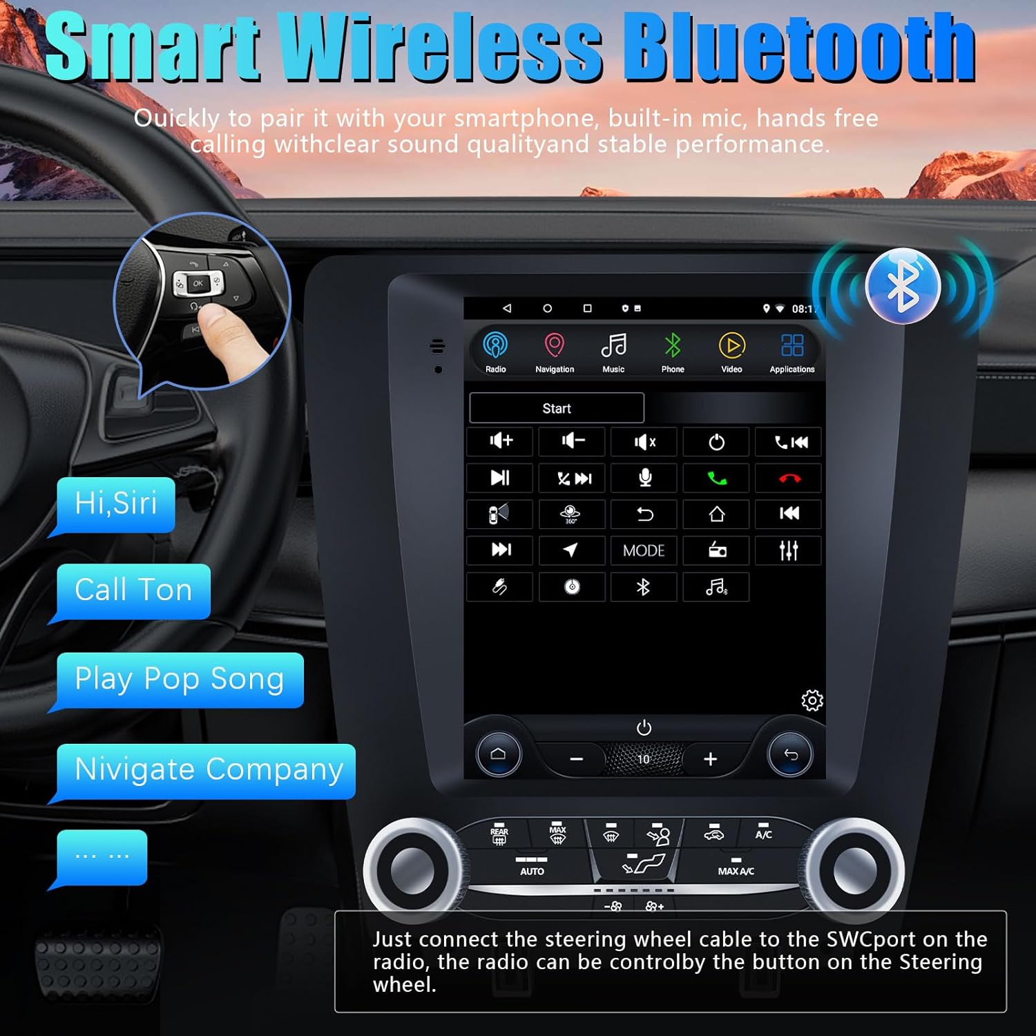 Suitable for Ford Mustang 2010-2014 Android 12 car Stereo 2+32G GPS Navigation Radio Player 9.7 "high-Definition Touch Screen Audio Backup Camera (Vertical Screen) (4 * 64)