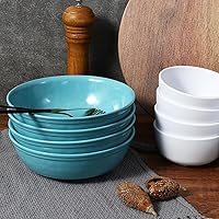 Vista 6 de TP Juego de 4 cuencos de comida de 7 pulgadas, servicio para 4, cuencos grandes de melamina de 28 onzas para pasta, cuencos de servir duraderos