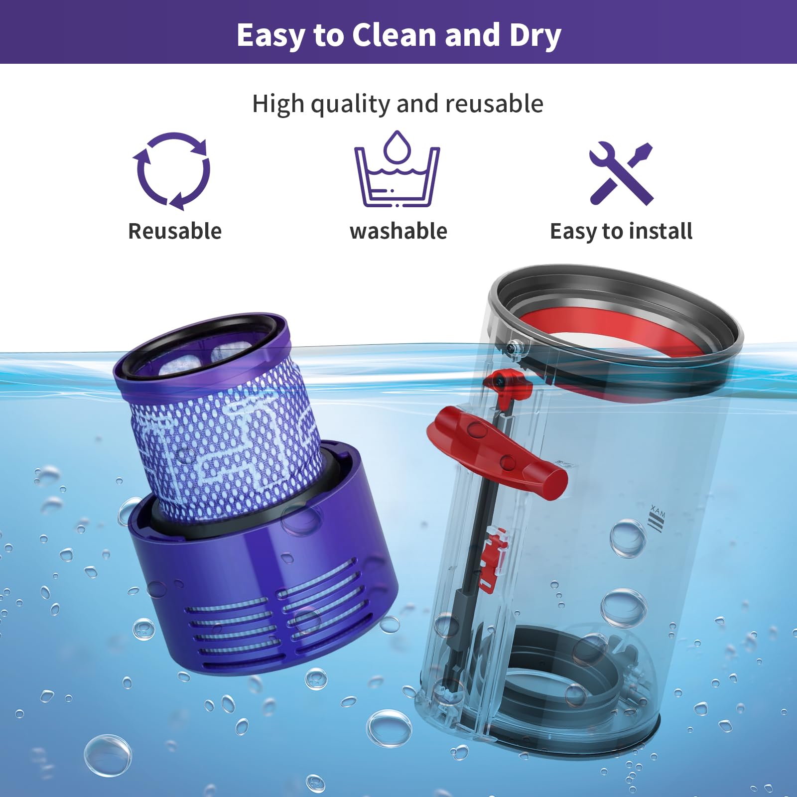 Dyson V10 Dust Bin Replacement - HEPA Filter -6