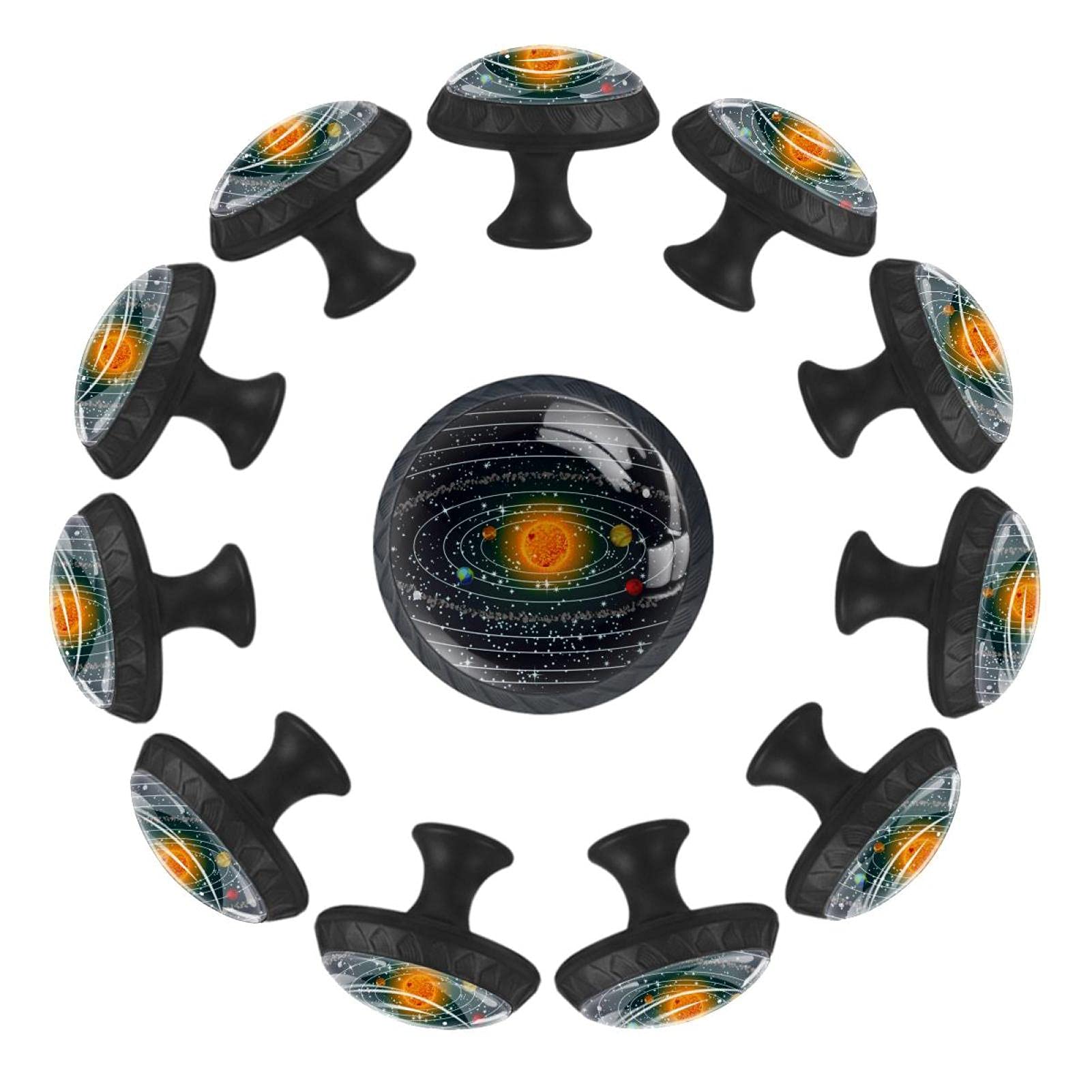 Boutons de tiroir ronds galaxie 35 mm : pack de 12 boutons illustrés pour mobilier
