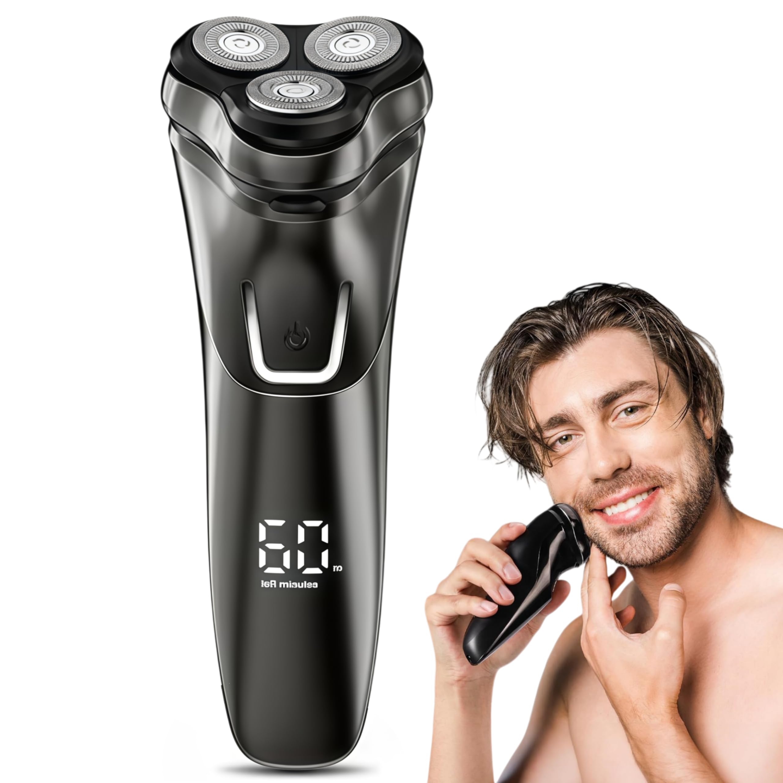 Oryzon Men's Razor V1 Pro Elektrischer Herrenrasierer, 5D Rotationsrasierer mit Popup-Trimmer und Flexiblen Scherköpfen für Präzise Bartpflege auf Reisen (Grey)