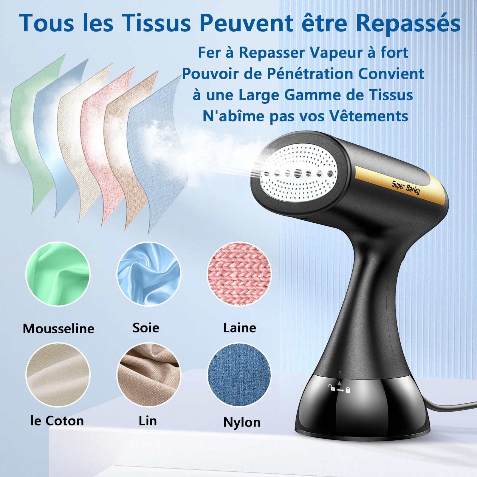 Défroisseur Vapeur Portable 1000W Chauffage Express En 20s