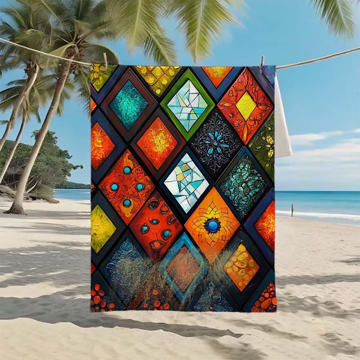 Toalla de Playa Grande 220x100cm/35x70cm, Juego de 2 Toalla Microfibra XXL de Antiarena, Toallas Playa Suave Ligera, Absorbente Secado Rápido, Beach Towel Viaje, Regalo Mujer Hombre (Abstracto) F-35