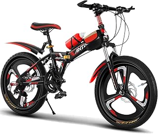 Axdwfd Kids Bike Folding Children's Mountain Bike Variable Speed Off-road Vehicle 9-14 Years Old Men And Women Shock Absorption Bicycle Bicycle