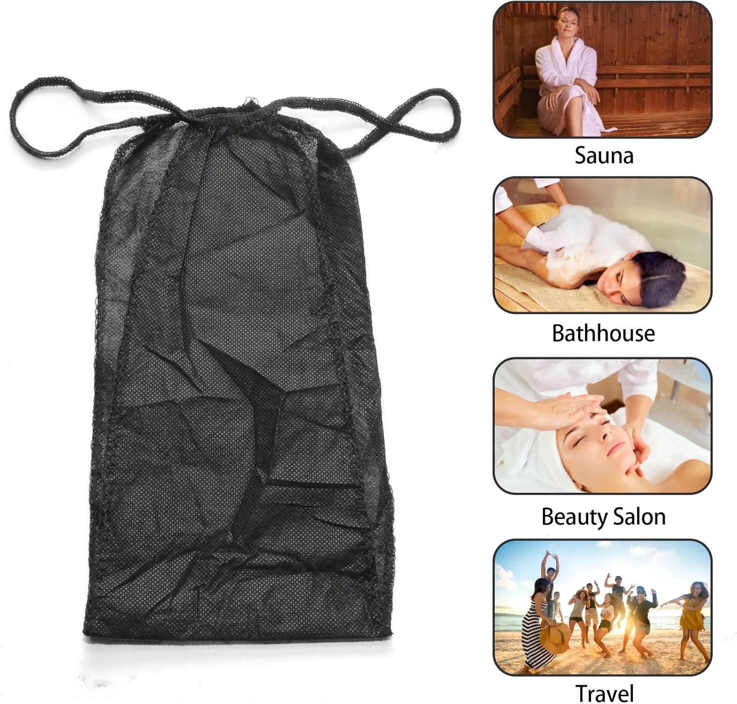 100 Pcs Women Disposable Underwear Set, One Size Fits Most, Soft Non-Woven Fabric Disposable Thongs Panties Women's, Individually Wrapped, Comfort Stretch Waistband for Spa, Spray Tanning (Black) - Image 7