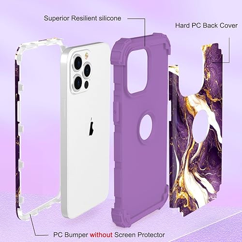 Miniatura 5 de Hocase Funda para iPhone 13 Pro Max de 6.7 pulgadas de 2021, resistente, a prueba de golpes, protección híbrida plástico duro+parachoques de suave