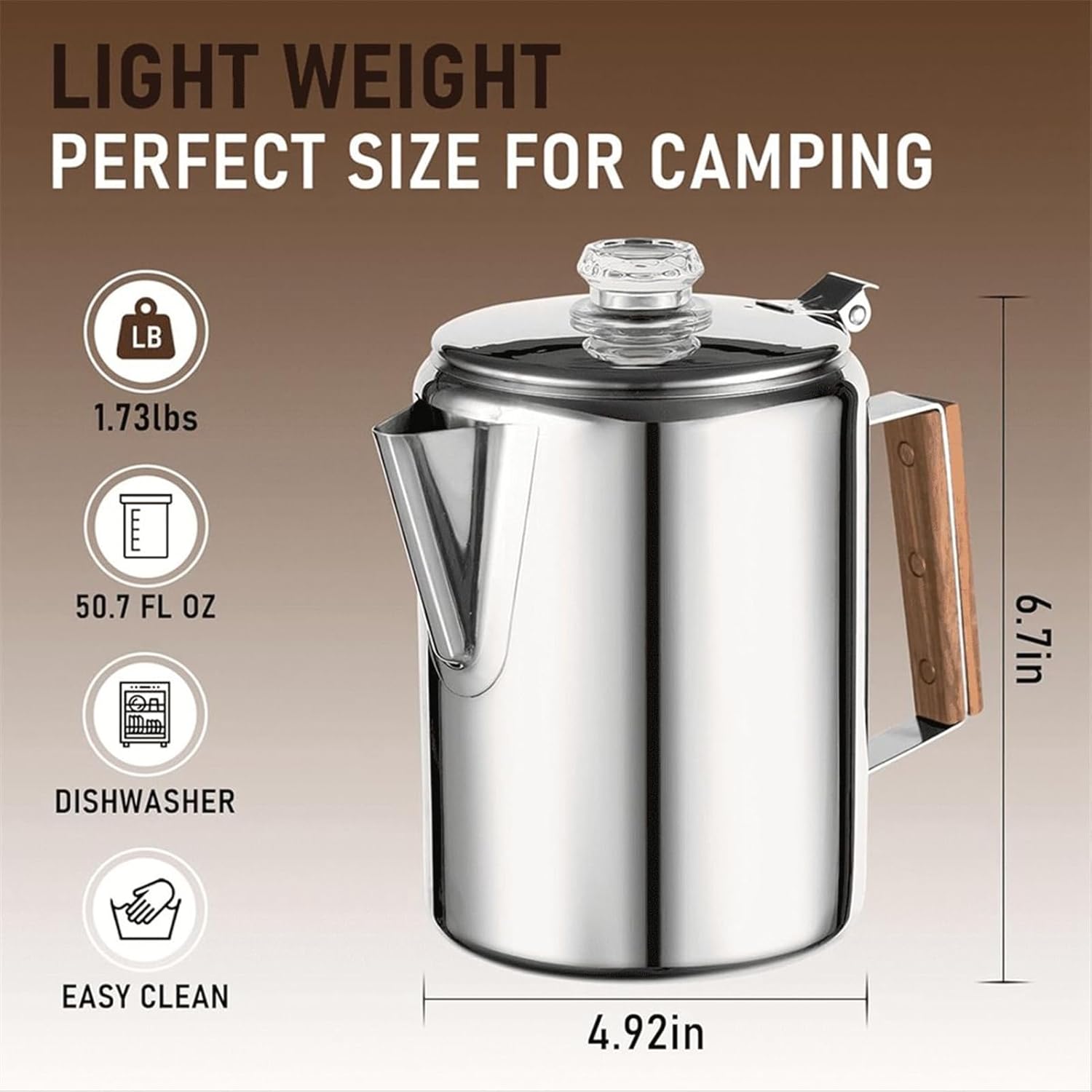 Coffee Maker - Percolator Coffee Pot Portable Coffees Maker Percolator With Compact Vintage Design For Beach Family Friends Gatherings Home Outdoor Travel Kitchen Party Use