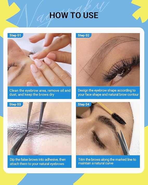 NAGARAKU Eyebrow Extensions, Air Series Brow Extension False Eyelashes Straight Curl for Bottom Lower Lash Grafting 16 Rows Black Soft Natural for Professional Salon Use - 0.10mm, Black, 9/10/11mm