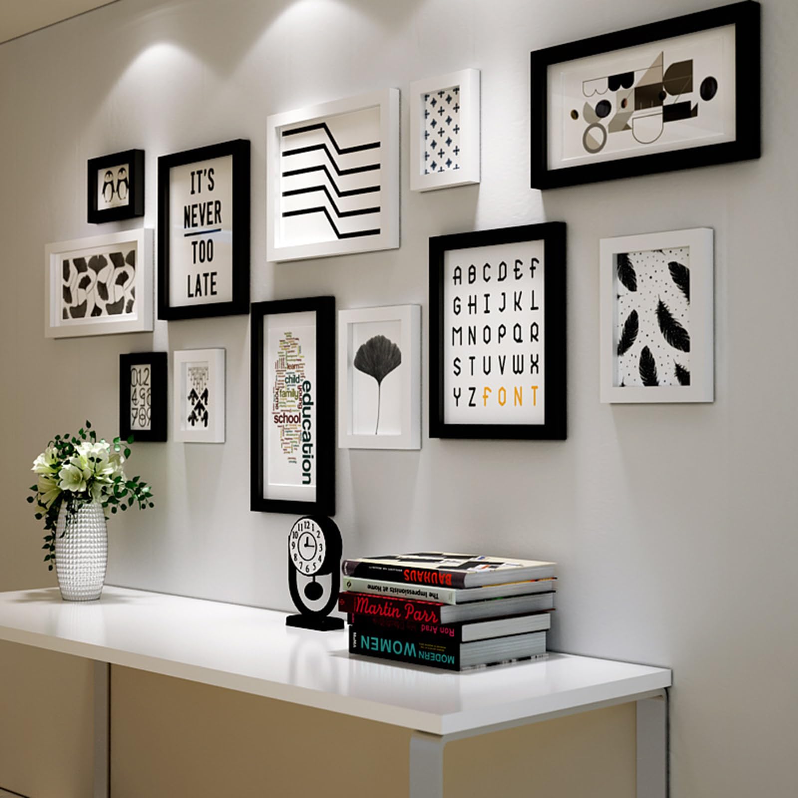 Cadres photo multiples pour mur salon et escalier vertical horizontal