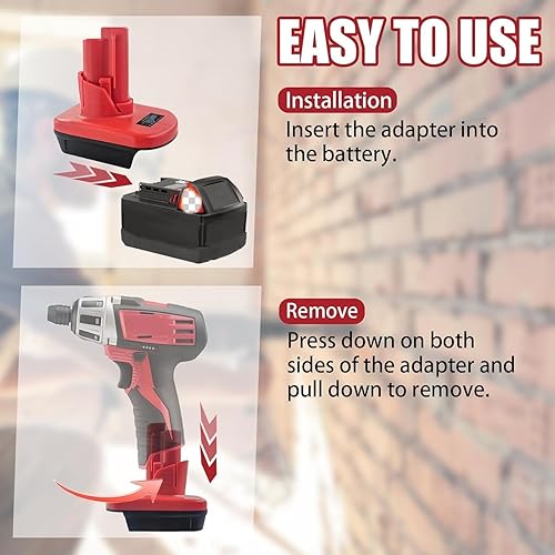 Miniatura 5 de Adaptador de batería M18 a M12, convertidor para batería Milwaukee M18 de 18 V a batería M12 de 12 V, alimentación para herramientas Milwaukee M12