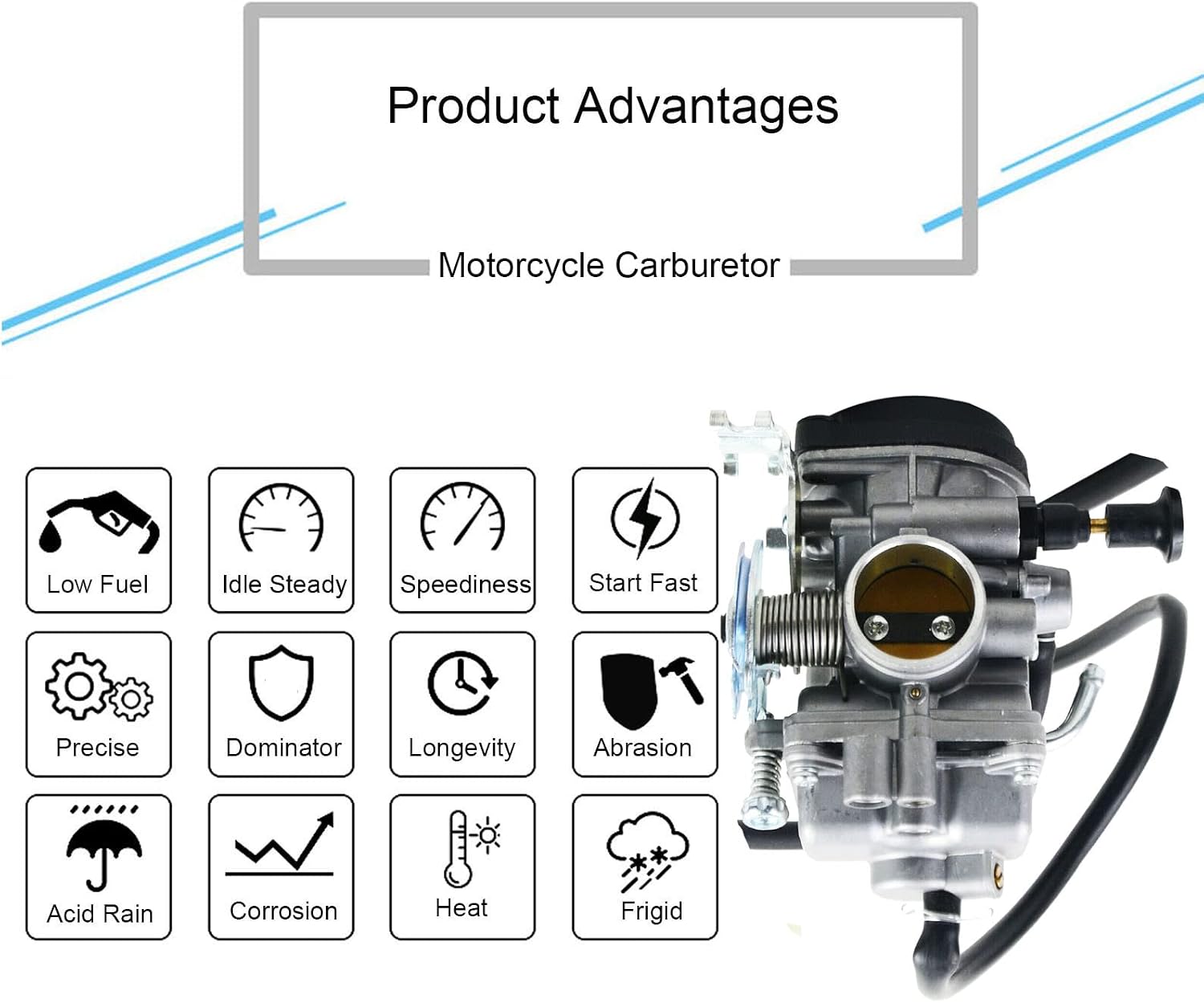 TW200 Carburetor with Inline Fuel Filter Replacement for Yamaha TW200 TW 200 2001-2017 Motorcycle Trailway Carb