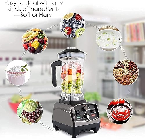 Miniatura 2 de Licuadora profesional de encimera Blender, licuadora de batidos de alta velocidad de 2200 W para batidos y batidos, licuadora comercial, batidora