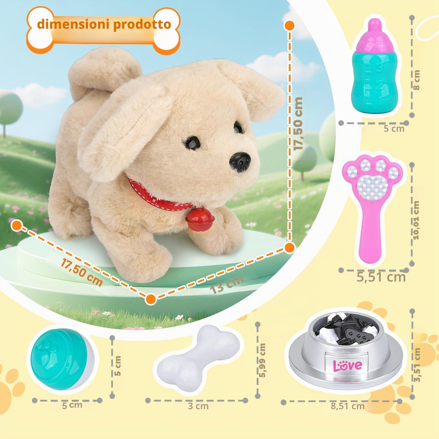 Giocattolo per cani per bambini con guinzaglio che corre e abbaia, giocattolo elettronico per animali domestici, gioco interattivo per cani con camminare, abbaiare, coda per bambini e bambine 2 3 4