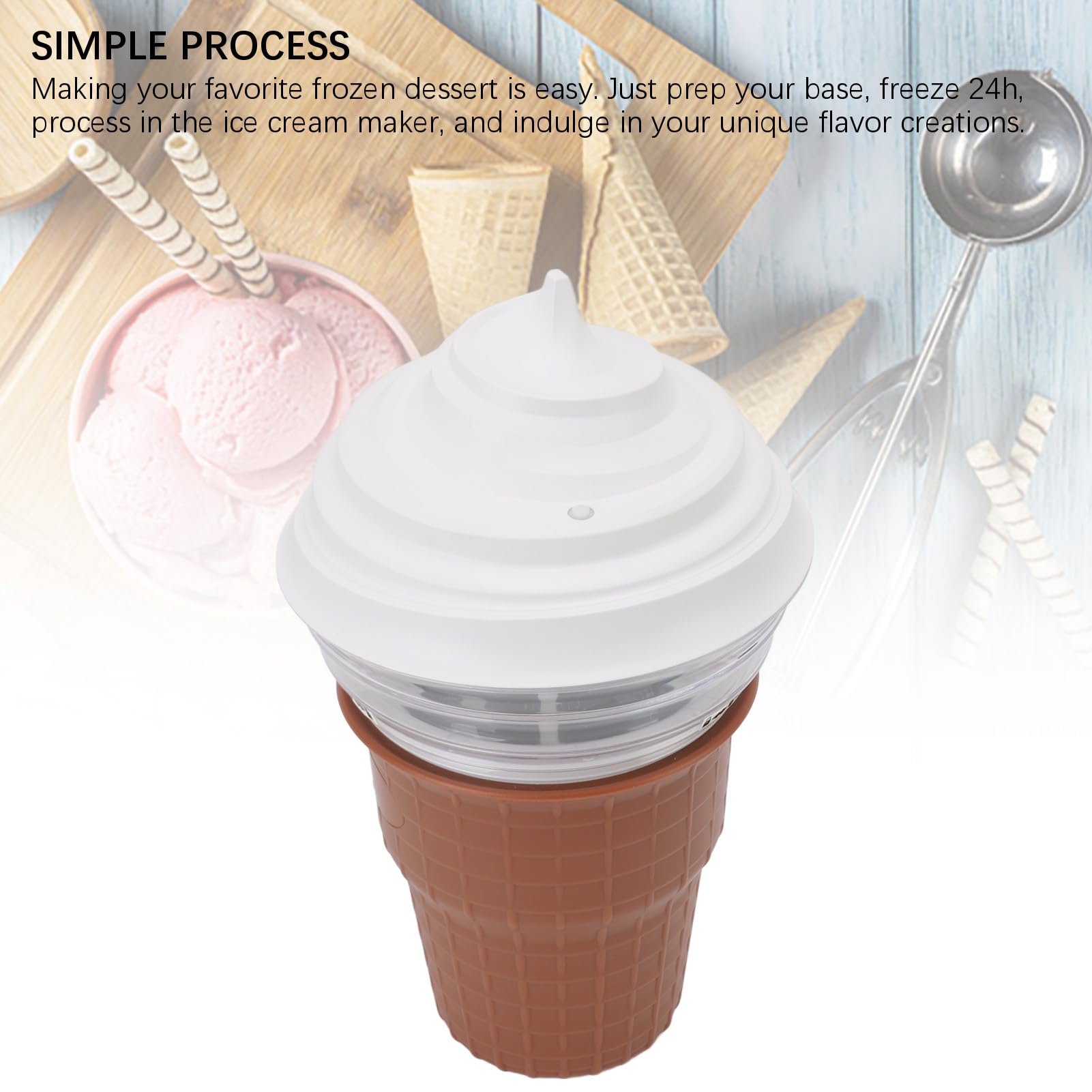 USB Ice Cream Maker, Homemade Ice Cream Sorbet Yogurt Machine Beginners Friendly ABS PP Material, Create Personalized Frozen Treats, Recipe Booklet for Ice Maker