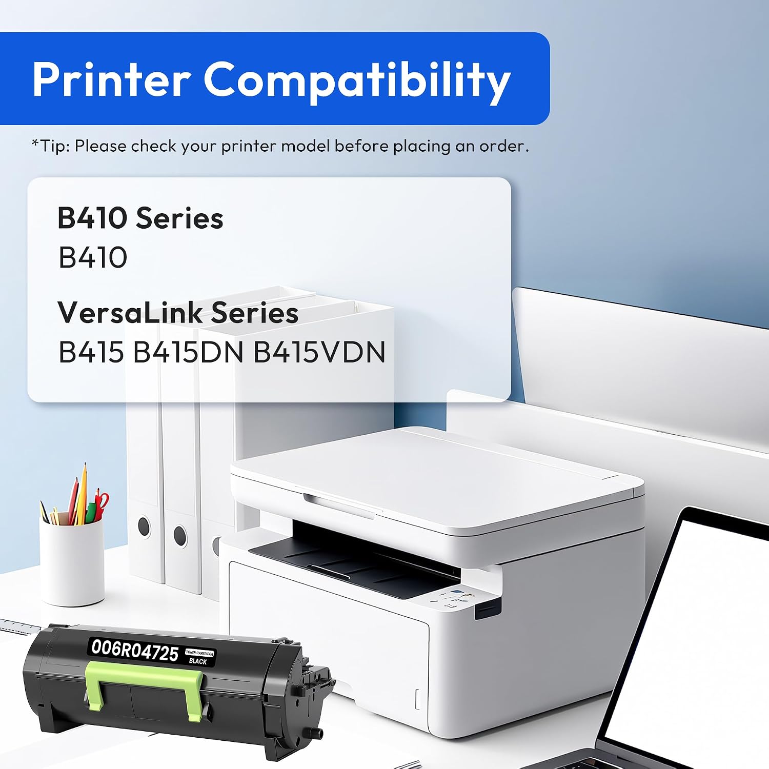 B410 Black Toner Cartridge (with New Chip) Replacement for Xerox B410 Standard Capacity Toner Cartridge 006R04725 for B410 VersaLink B415 B415DN B415VDN Printer (1-Pack, 6,000 Pages)