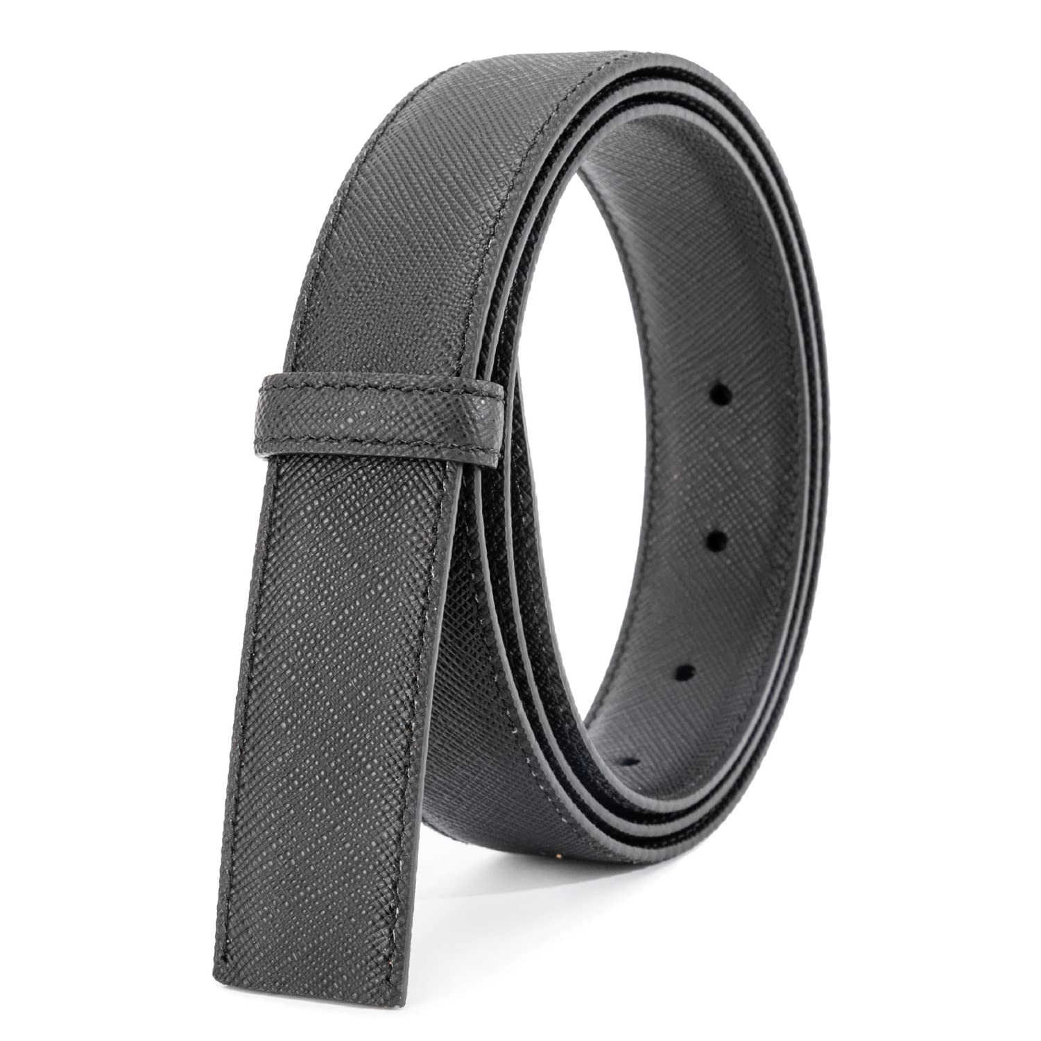 Vatee's Reversible Genuine Leather Belts without Buckle For Men Replacement Belt Strap 29mm Wide 100cm Long Black & Black