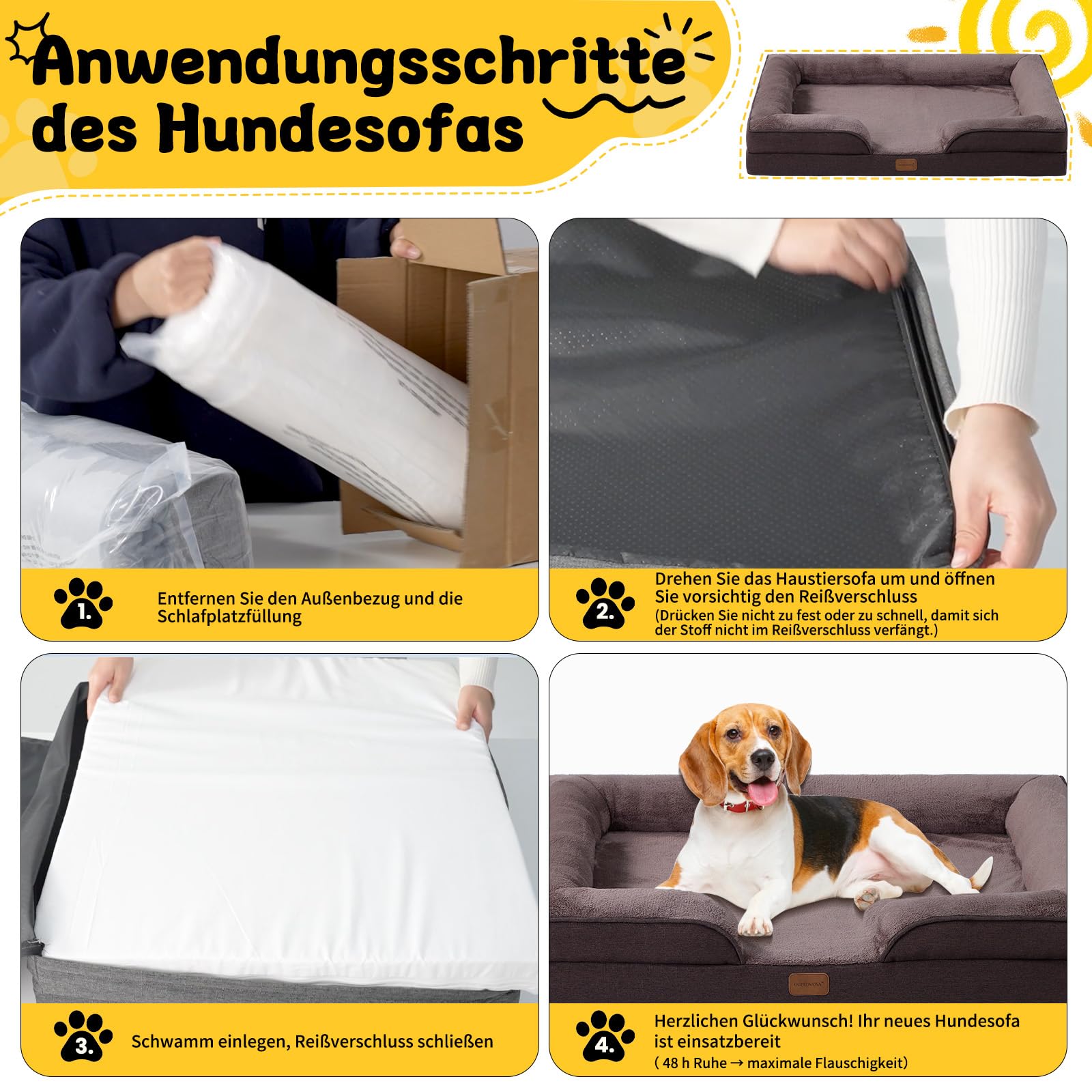 Cama ortopédica para perros medianos y grandes, 109 x 84 x 21 cm, esponja de alta densidad con alto rebote, lavable con funda extraíble, cómoda, antideslizante, impermeable, marrón oscuro