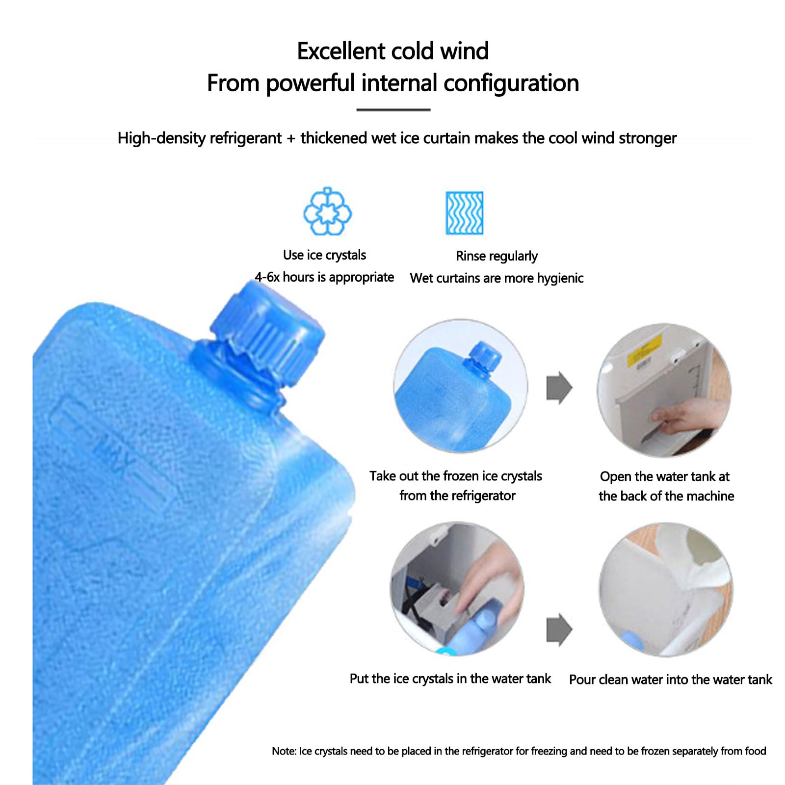 Enfriador de aire portátil, enfriador evaporativo compacto, ventilador silencioso con 3 velocidades, aire acondicionado de bajo consumo para oficina, dormitorio, habitación pequeña