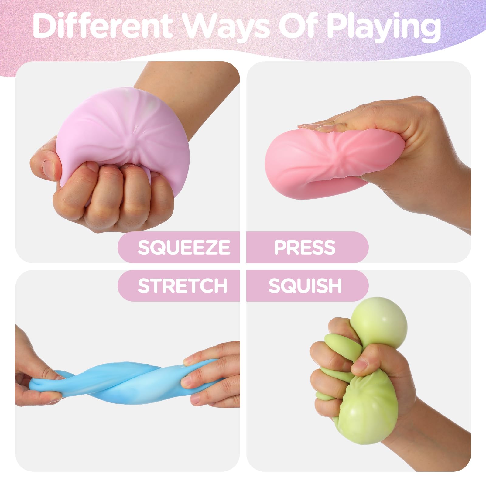 Dumpling Squishy Mystery Box, Viral Squishy Dumpling Toy, Bao Bun Squeeze Stress Relief Fidget Toys for Holiday & Birthday Gifts (Pink) — view 3