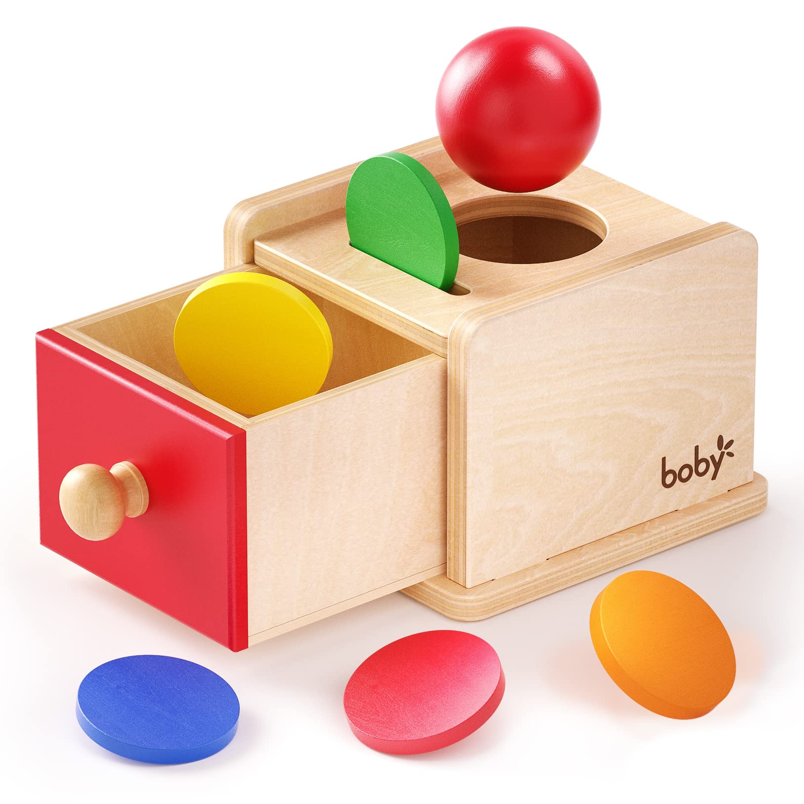 Toddler Toys Coin&Ball Drop Box 2 in 1 Wooden Object Permanence Box, Infant Early Learning Toys for 12-18 Month 1-2 Year Old Girl Boy Birthday Gifts