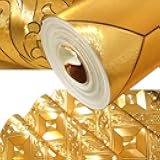 QIHANG Gold Foil Mosaic Square Lattice Background Flicker Wallpaper - Modern Roll/Hotel Ceiling/Decorative Wallpaper - Gold Yellow Color, 1.73' W x 32.8' L=57 sq.ft