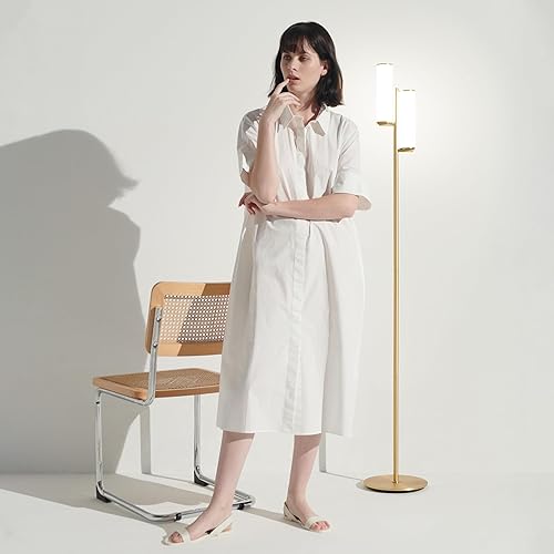 Miniatura 3 de Brightech Gemini - Lámpara de pie regulable con dos luces, moderna lámpara de árbol alto para dormitorio, oficina, sala de estar, orolatón