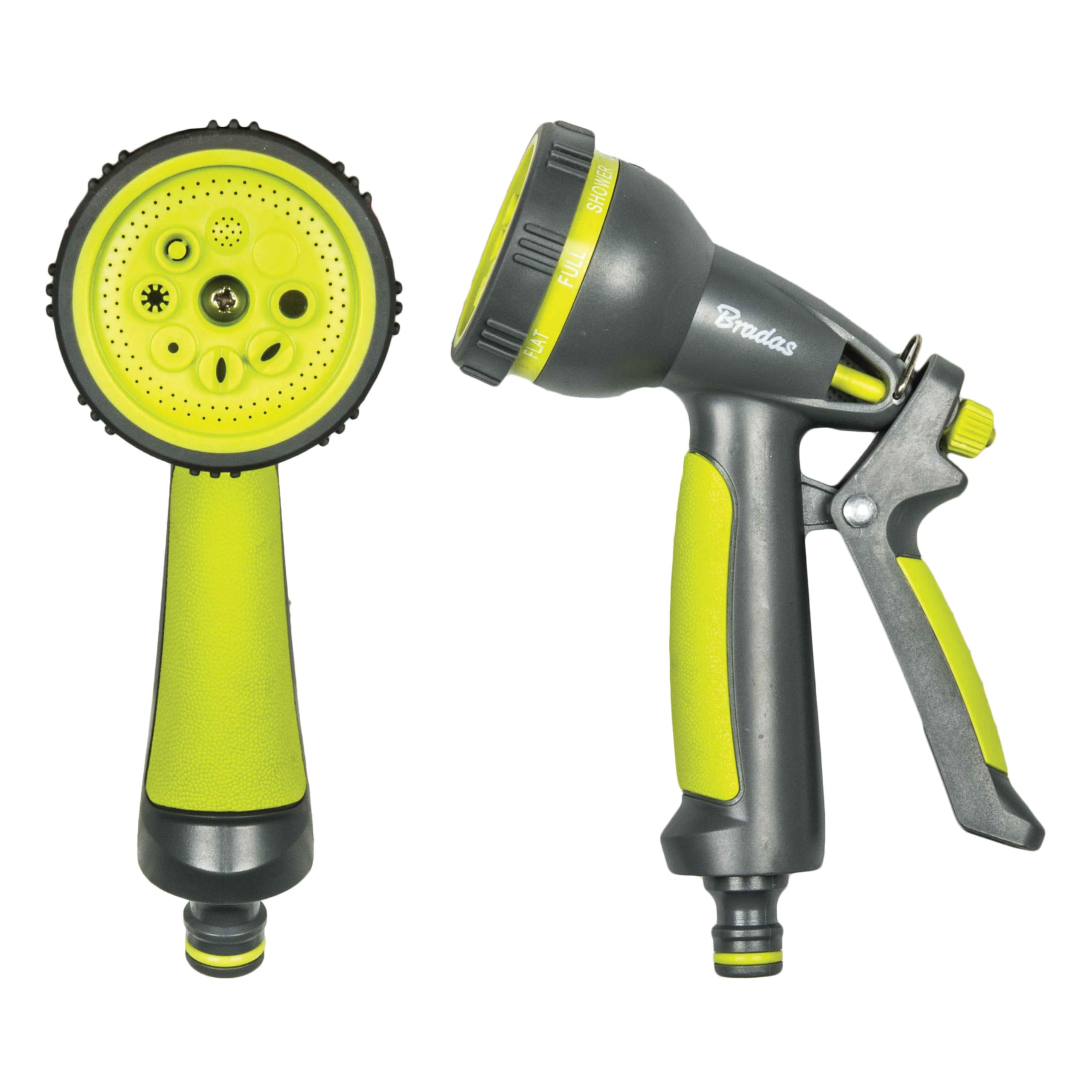Cost Wise Lime-Gray Garden Watering Hose End Spray Gun,8 Different Spray Patterns,Trigger Grip,Turn Dial Head,Universal Hose Click Connection