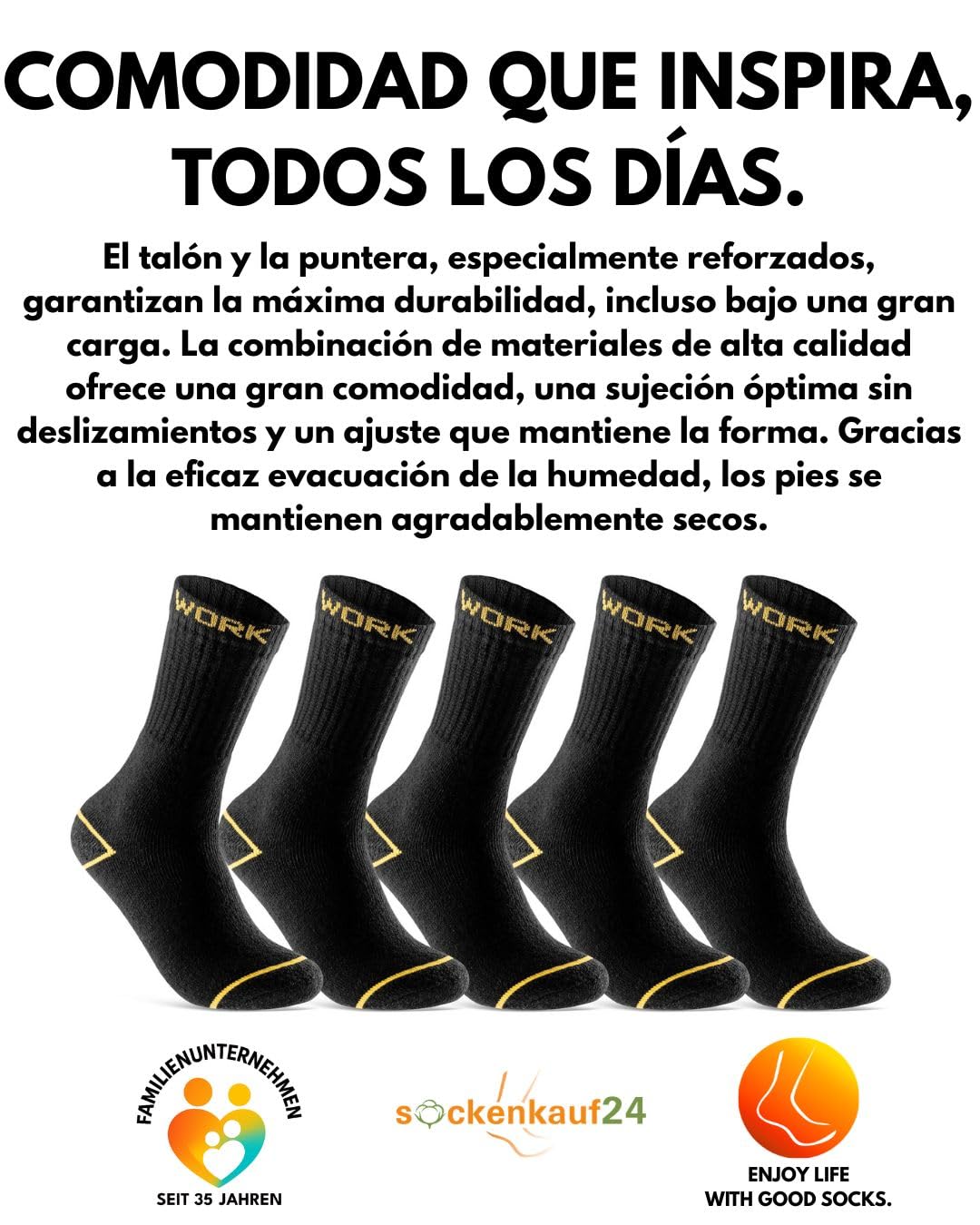 sockenkauf24 10 o 20 Pares Calcetines de Trabajo Cortos Hombre Reforzados Algodón WORK