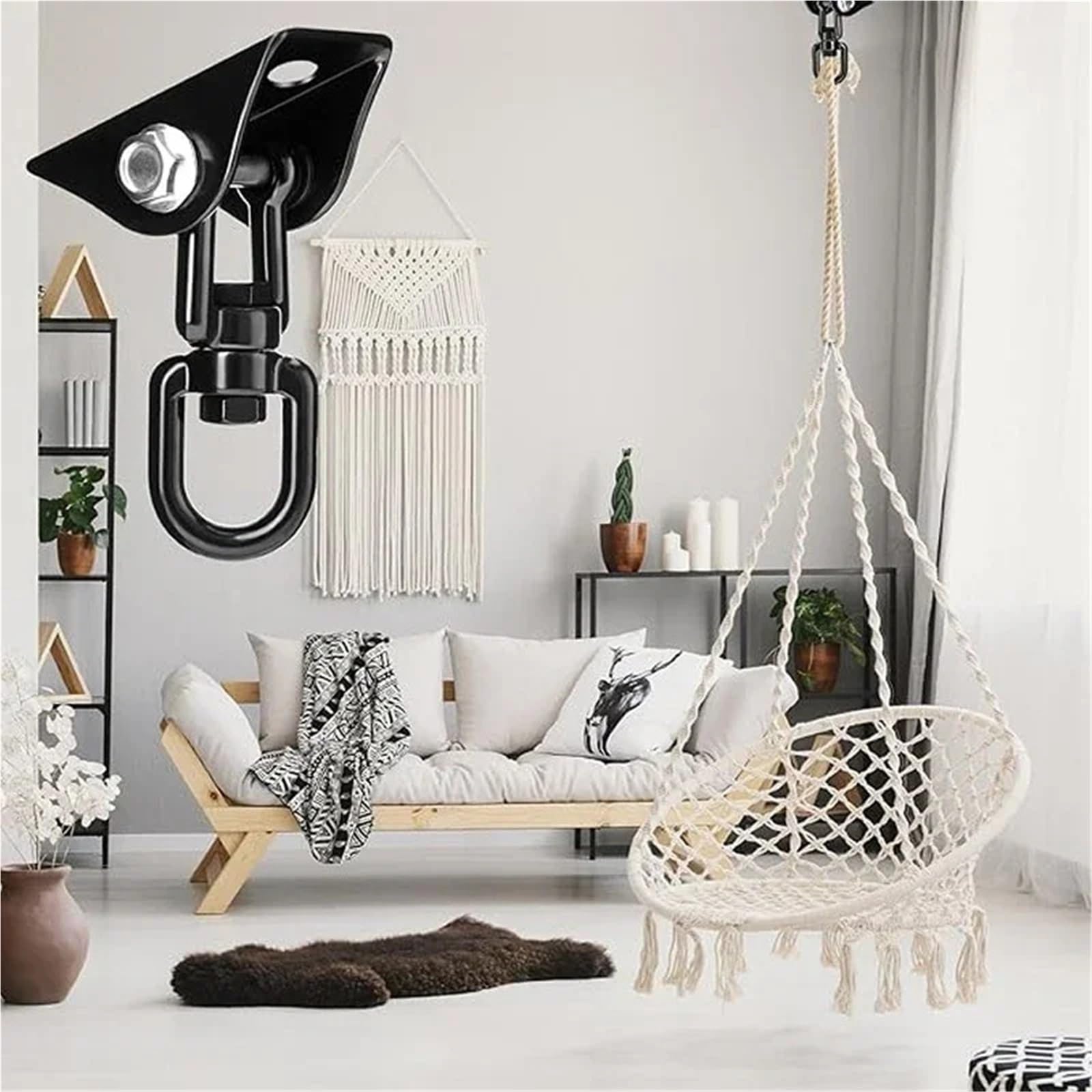 Kit for colgar hamacas con perchas oscilantes de acero inoxidable