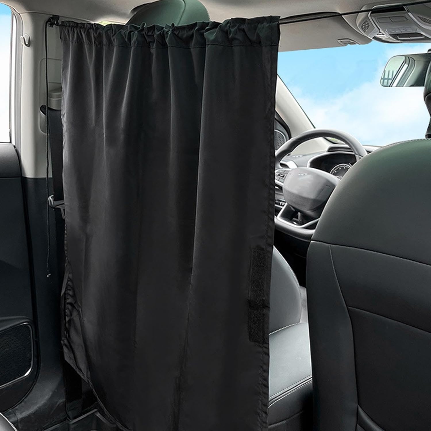 Car Divider Curtain Light Blocking Removable Auto Interior Car Rear Seat Sunshade Curtain for Baby Dense Polyester Pongee Material 74.6 x 39.4in