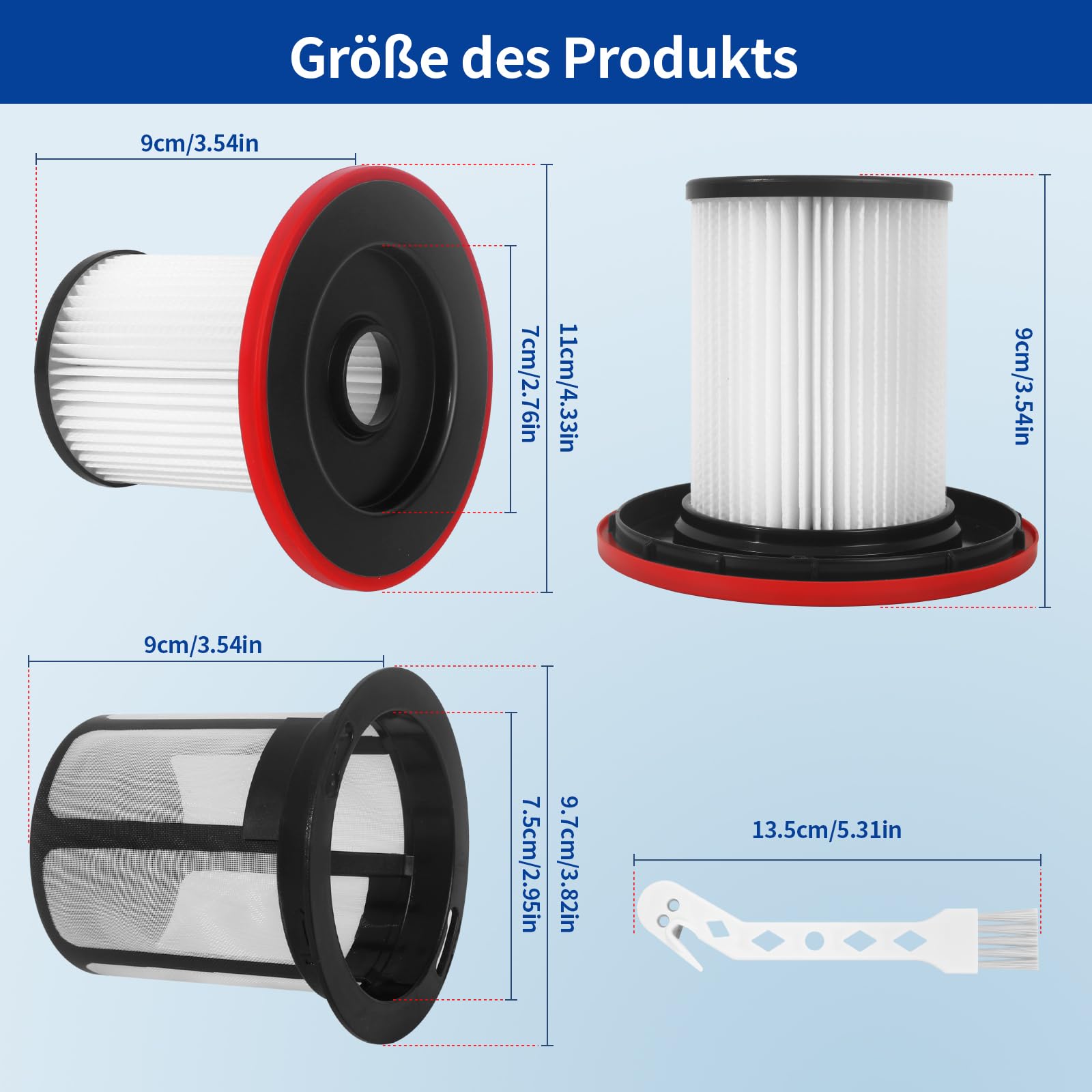 Filtro per aspirapolvere manuale, 8 pezzi, filtro di ricambio HEPA per aspirapolvere a mano, Riutilizzabile, Lavabile(5.09 * 4.7 * 2.85 cm