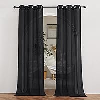 Vista 268 de NICETOWN Cortinas semitraslúcidas con textura de lino, con ojales, tratamiento de ventanas, cortinas verticales de lino con filtro de luz para sala