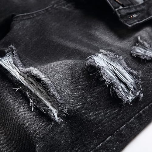 Miniatura 4 de Jeans rasgados para hombre, ajustados, ajuste regular, pierna cónica, desgastados, pantalones de mezclilla para hombre con agujero