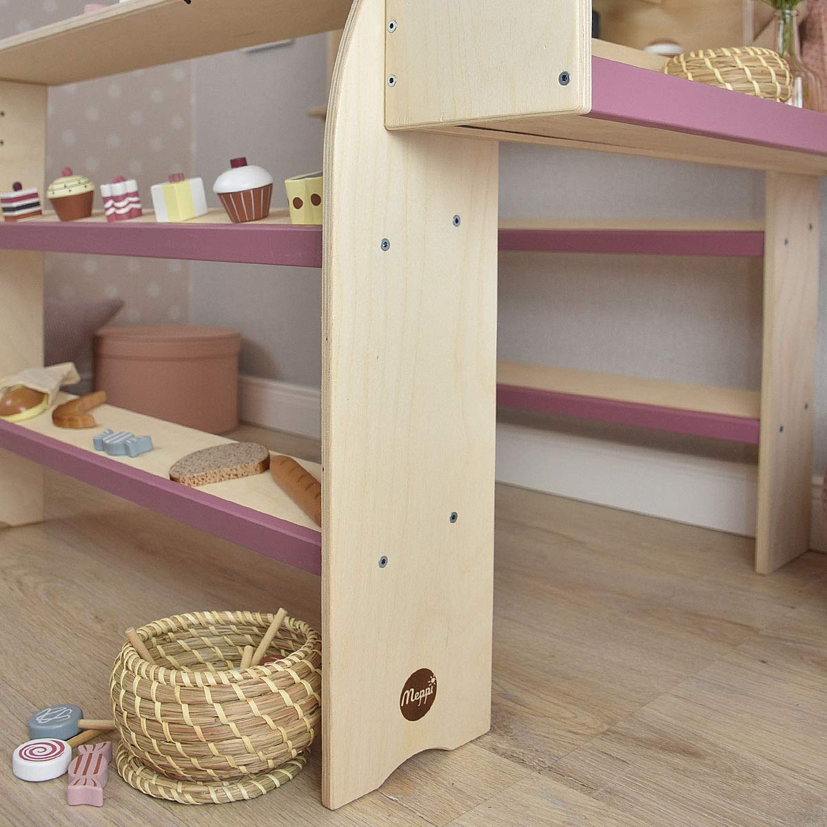 Meppi Kaufladen Lollipop aus Holz rosa/Natur - Kaufmannsladen für Kinder - Marktstand