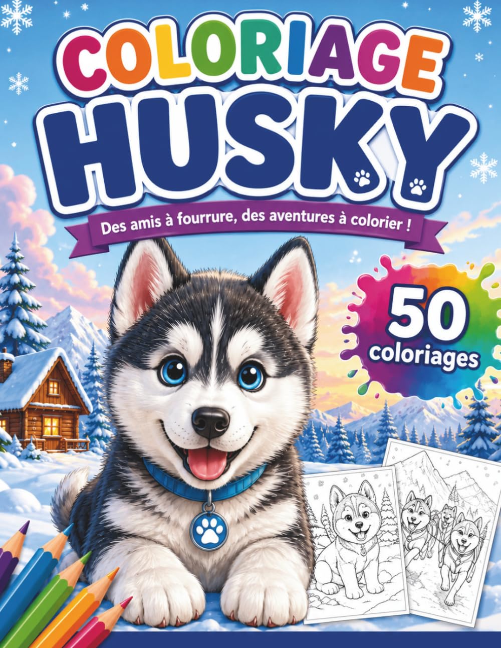 Coloriage Husky: Des amis à fourrure, des aventures à colorier